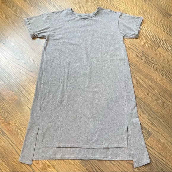 Eileen Fisher fine soft jersey knit casual gray dress size large with pockets - Picture 1 of 12